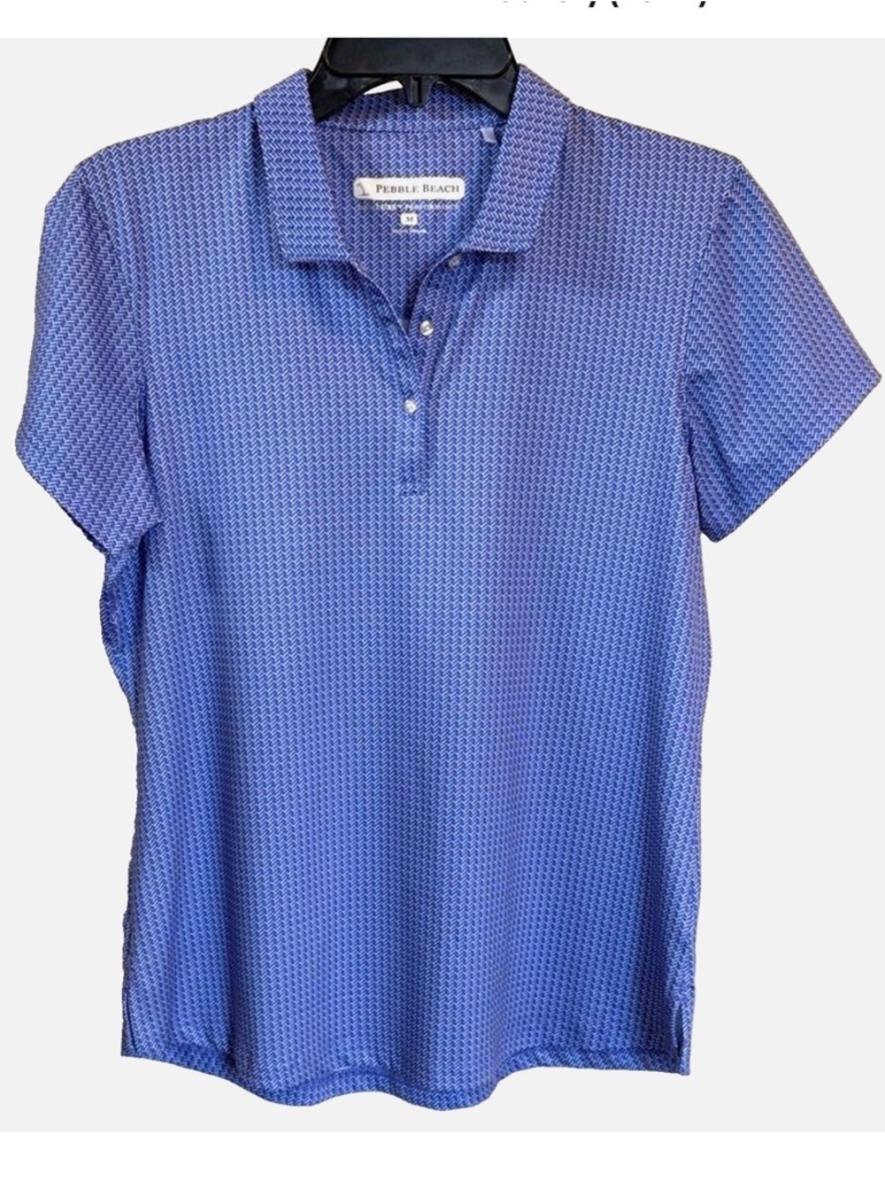 Pebble Beach Womens Golf Polo Medium Blue Performance Moisture Wicking Stretch